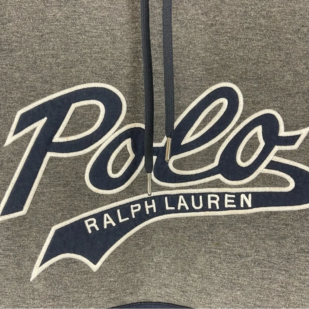 Polo Ralph Lauren Performance Hoodie Men’s Small Gray Logo Pullover‎ Sweatshirt